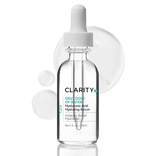 ClarityRx Daily Dose of Water Hyaluronic Acid Hydrating Face Serum, Natural Plant-Based Daily Moisturizing Treatment for Dry, Dull Skin (1 fl oz)