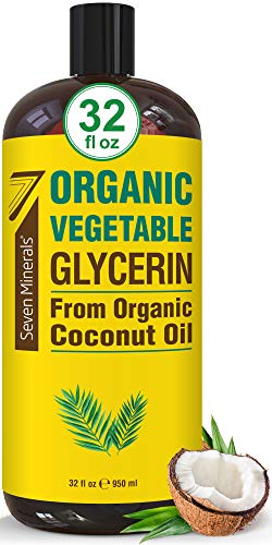 Organic Vegetable Glycerin - Big 32 fl oz Bottle - No Palm Oil, Made with Organic Coconut Oil - Therapeutical Grade Glycerine Liquid for DIYs - Perfect as Hair, Nails and Skin Moisturizer - Non-Gmo