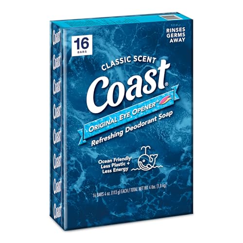 Coast Refreshing Deodorant Soap Bar - 16 Bars - Thick Rich Lather Leaves Your Body Feeling Energized And Clean - Classic Pacific Force Scent