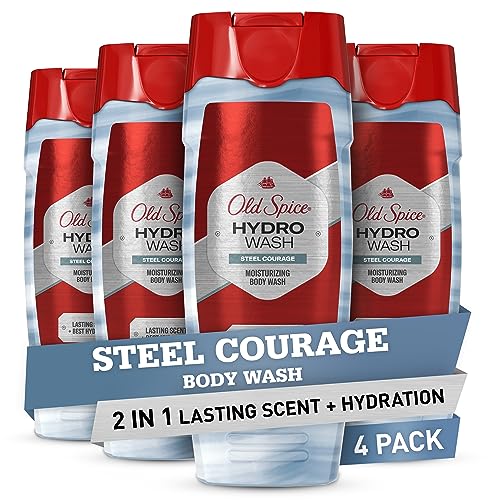 Old Spice Hydro Body Wash Hardest Working Collection Steel Courage, 16 Fl Oz (Pack of 4)