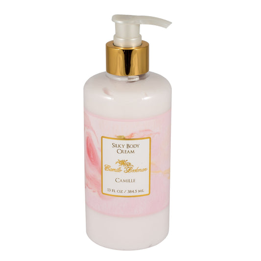 Camille Beckman Camille Scented Silky Body Cream, Daily Moisturizer for All Skin Types, Non-Greasy Vegan Formula to Nourish and Soften Hands and Body, 13 Ounce