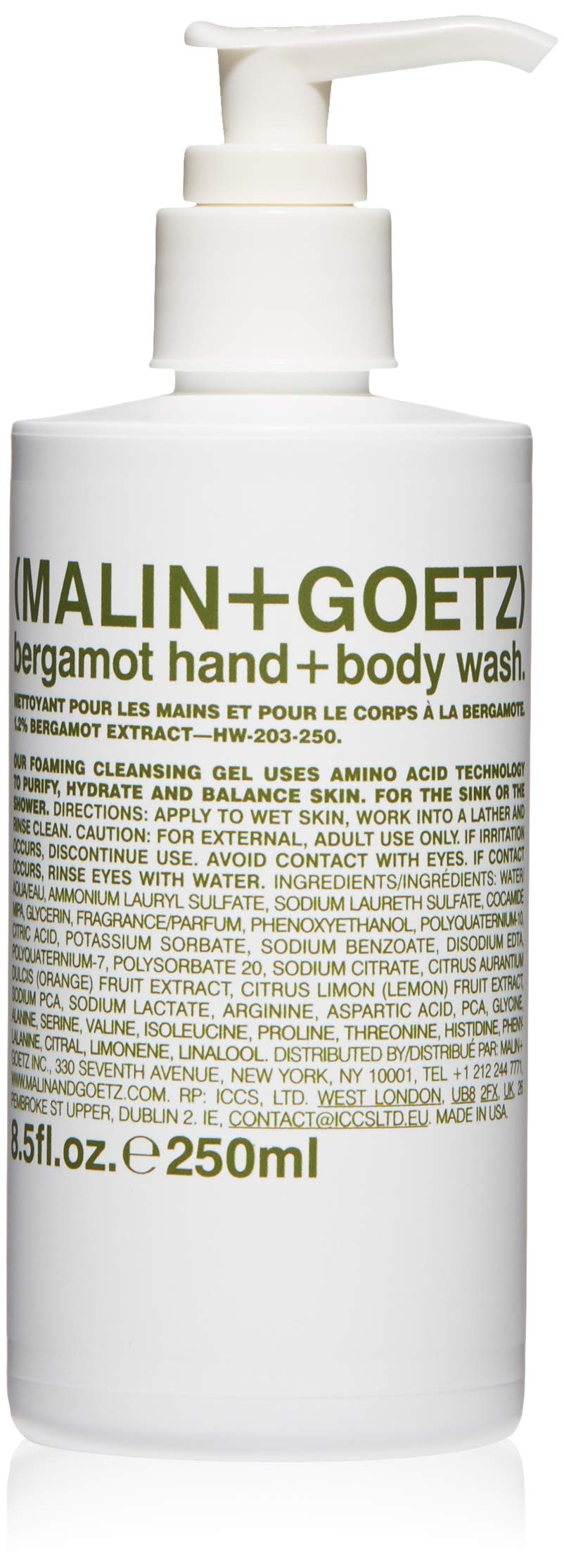 MALIN+GOETZ Women's Bergamot Hand + Body Wash, Clear, 8.45 Fl Oz (Pack of 1)