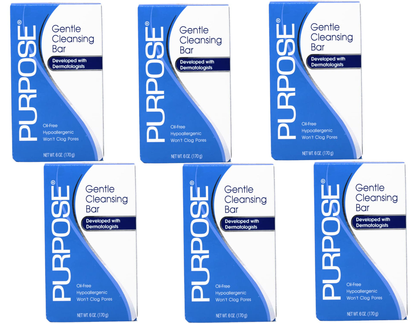 Purpose Gentle Cleansing Bar, 6-Ounce Bars (Pack of 6)