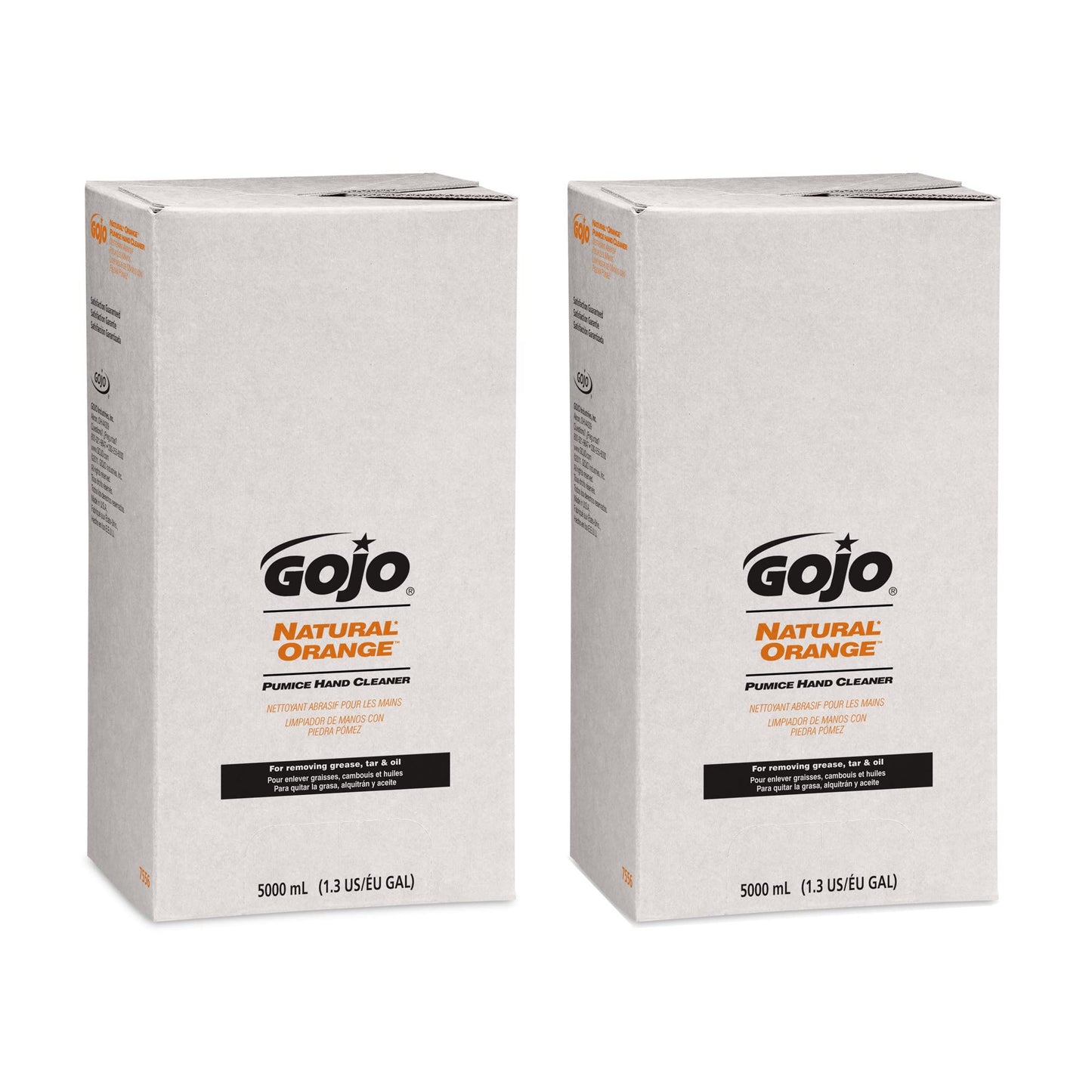 Gojo NATURAL ORANGE Pumice Hand Cleaner, 5000 mL Quick Acting Lotion Hand Cleaner Refill PRO TDX Dispenser (Pack of 2) - 7556-02