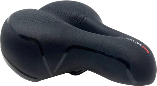 Bakcou | Oversized Universal Fit Comfort Bike Seat - Plush Padding, Dual Spring Suspension - Easy Install, Black Faux Leather, 8" Wide, 10" Long, 3.5" Thick - Upgrade Your Ride with Ultimate Softness