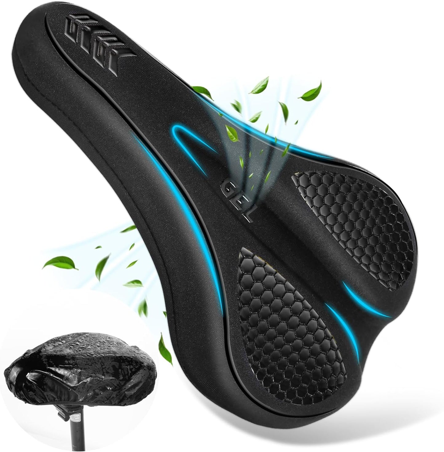 Bike Seat Cushion, Padded Gel Bike Seat Cover for Women/Men, Comfort Bike Seat Cover for Peloton Bike, Mountain/Spin/Road/City/Electric Bikes, Bicycle Seat Cushion for Outdoor & Indoor