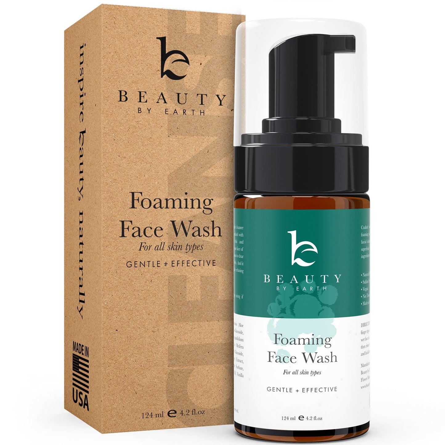 Foaming Face Wash - Cleanser Made with Natural Hydrating Vegan Ingredients for Gentle Cleansing of Sensitive, Dry, Oily, Blemish Prone - Foam Soap Works w/Facial Brush, Best for Men Women & Teens