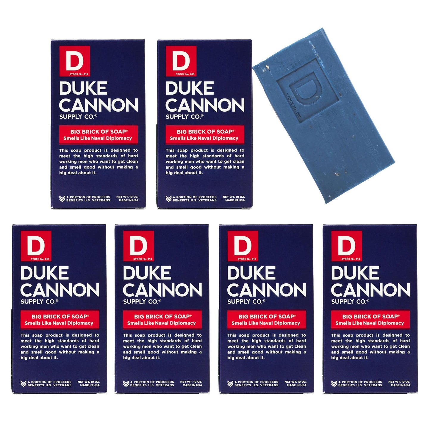 Duke Cannon Supply Co. Big Brick of Soap Bar for Men - Superior Grade, Extra Large, All Skin Types, 10 oz (6 Pack) (NAVAL DIPLOMACY, 10 oz (Pack of 6))
