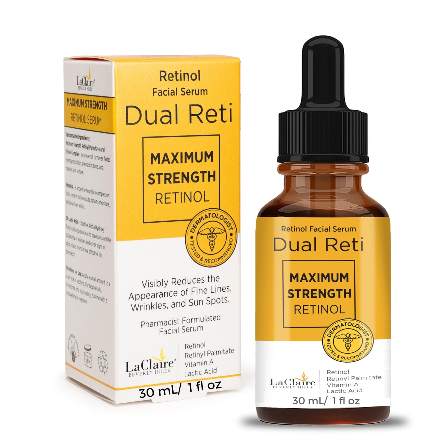 LaClaire Retinol Complex Face Serum, Anti-Aging, Brightening, Firming, Smoothing, 30 ml