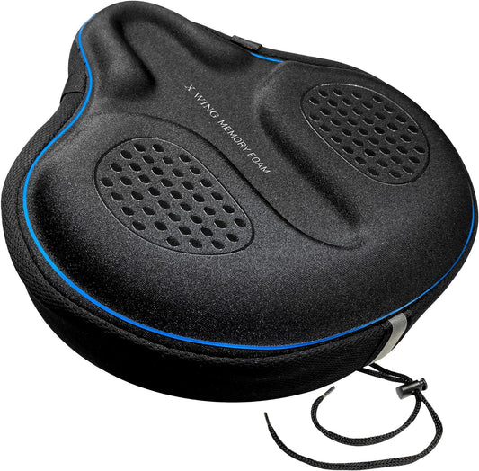 Bike Seat Cover Padded with Memory Foam OR Gel, Bicycle Saddle Soft for Men Women, Comfort Exercise Cycle Seats Cushion Padded Fits Stationary Bikes, Spin, for Indoor and Outdoor Cycling