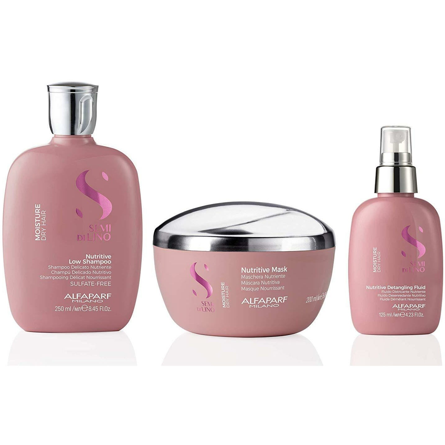 Semi di Lino Moisture Shampoo Bundle with Mask & Detangling Spray | For Dry Hair