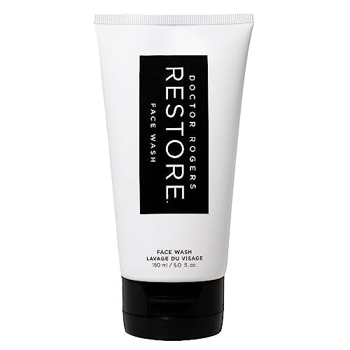 Doctor Rogers Restore Natural Face Wash, Daily Face Cleanser, Plant-Based & Hypoallergenic, Dermatologist Created Skin Care, 5 fl oz Tube