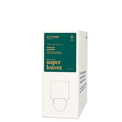 ATTITUDE Body Wash, EWG Verified, Dermatologically Tested, Plant and Mineral-Based, Vegan Personal Care Products, Orange Leaves, Bulk Refill, 67.6 Fl Oz