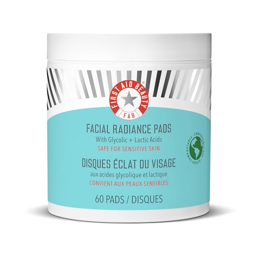 First Aid Beauty Facial Radiance Pads – Daily Exfoliating Pads with AHA that Help Tone & Brighten Skin – Compostable for Daily Use – 60 Pads