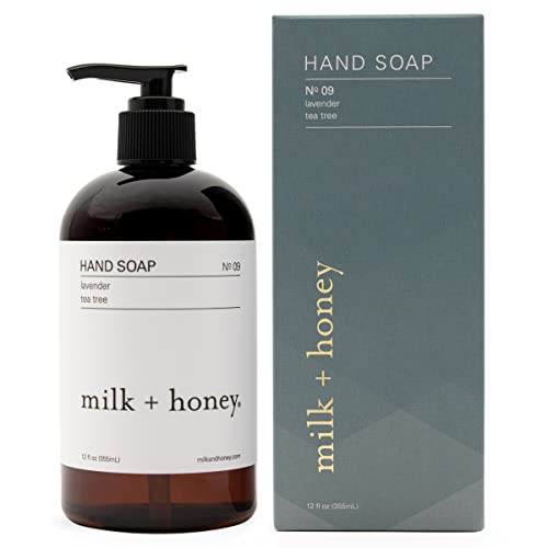 milk + honey Liquid Hand Soap, No. 9, with Lavender, and Tea Tree, Moisturizing Hand Soap, Natural Hand Soap, 12 Fl Oz
