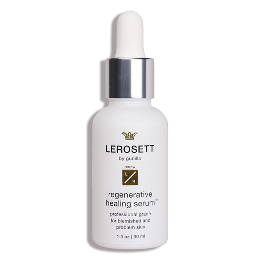 LEROSETT Healing Serum for Acne Scarring, Redness, Breakouts, Blemishes, Irritation, Razor Burn, Hydrate & Soothe. Natural. Plant-Based. Vegan. 1 oz