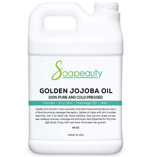 Soapeauty Golden Jojoba Oil | 100% Pure & Natural | Unrefined, Cold Pressed, Hexane Free | Moisturizing Oil for Skin, Face, Hair & Nails | 64 Fl Oz