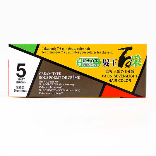 Paon Seven-Eight Hair Color #5 Matte Brown Soft Silky Finish Natural 1.4 oz NEW