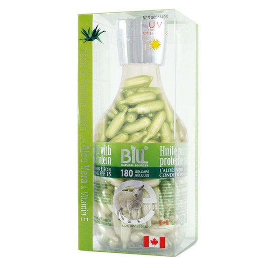Bill Natural Sources Facial Oil Placenta w/ Aloe Vera Vit E SPF15 180 Caps NEW