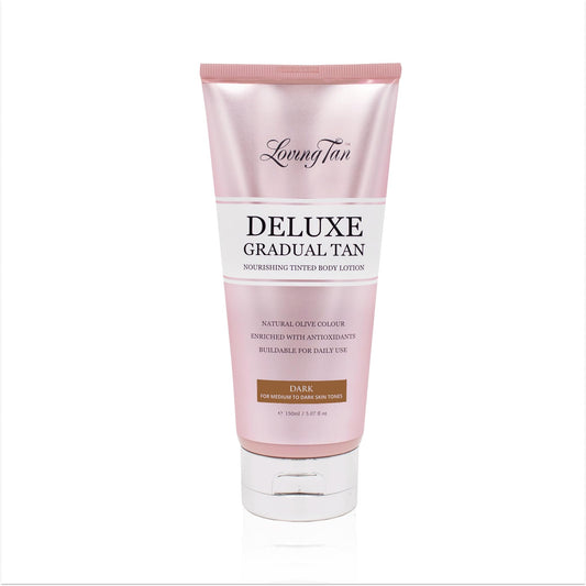 Loving Tan Deluxe Gradual Tan Lotion, Dark- Natural Looking Self Tanner, Professional Strength Sunless Tanner, 7+ Self Tanning Applications per Bottle- Cruelty Free, Naturally Derived DHA- 5.07 Fl Oz