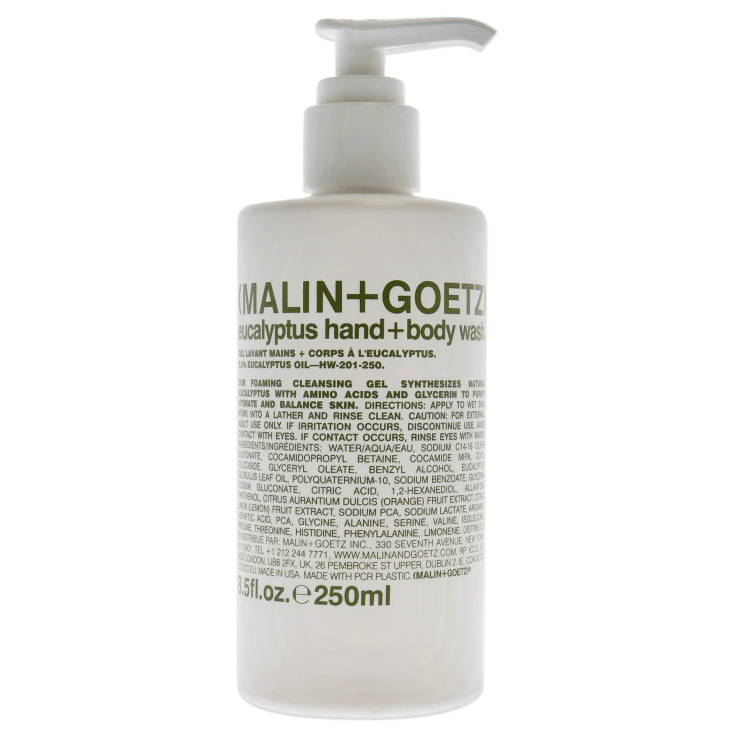 MALIN + GOETZ Eucalyptus Hand + Body Wash – natural hydrating soap,cleansing and purifying for all skin types, prevents stripping or irritation on sensitive skin. Cruelty-free. 8.5 fl oz