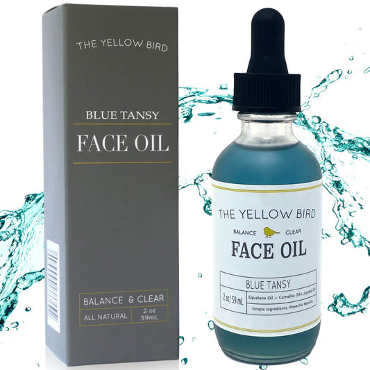 The Yellow Bird Balancing Blue Tansy Face Oil – Skin Glowing Serum. Collagen Support. Promotes Clear Skin Naturally. Wrinkle & Pore Minimizer. Natural, Vegan Facial Moisturizer.