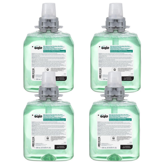 Gojo Green Certified Foam Hand, Hair & Body Wash, Cucumber Melon Scent, 1250 mL Refill FMX-12 Push-Style Dispenser (Pack of 4) - 5163-04