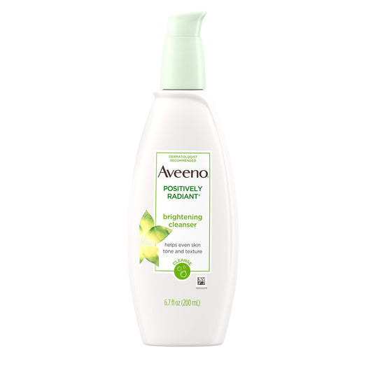 Aveeno Positively Radiant Brightening Facial Cleanser for Sensitive Skin, Non-Comedogenic, Oil-Free, Soap-Free & Hypoallergenic, 6.7 fl. oz (Pack of 2)