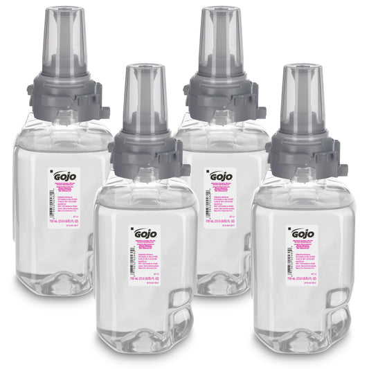 GOJO Antibacterial Foam Handwash, Plum Fragrance, 700 mL Foam Hand Soap Refill for GOJO ADX-7 Push-Style Dispenser (Pack of 4) - 8712-04