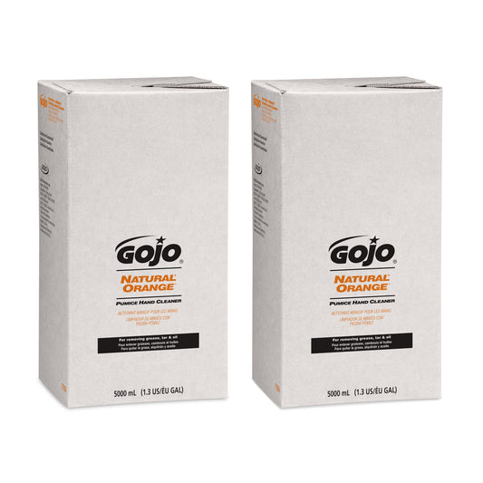 Gojo NATURAL ORANGE Pumice Hand Cleaner, 5000 mL Quick Acting Lotion Hand Cleaner Refill PRO TDX Dispenser (Pack of 2) - 7556-02
