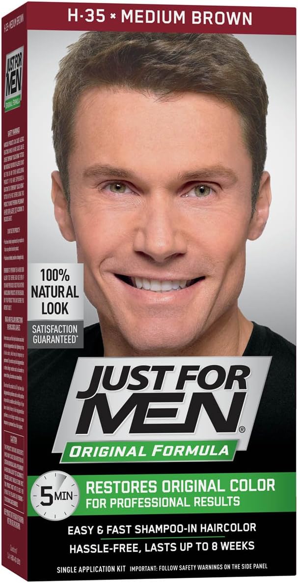 Just For Men Original Formula Men's Hair Color, Medium Brown, 4 Fl Oz (Pack of 1)