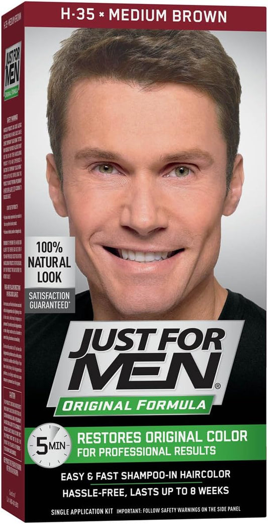 Just For Men Original Formula Men's Hair Color, Medium Brown, 4 Fl Oz (Pack of 1)