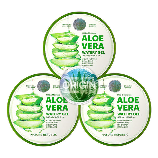 Nature Republic 3 PCS Aloe Vera Soothing Gel, 92% Soothing and Moisture, 300ml