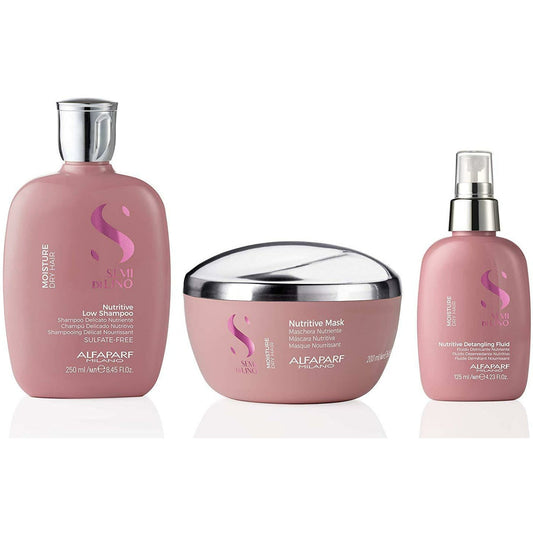 Semi di Lino Moisture Shampoo Bundle with Mask & Detangling Spray | For Dry Hair